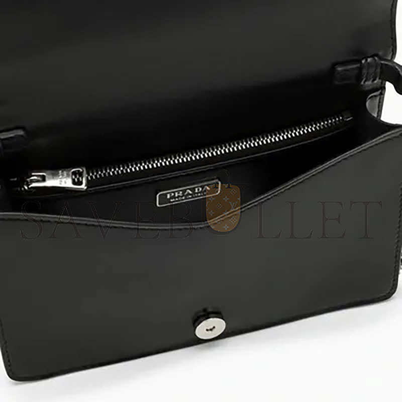 PRADA LOGO-PLAQUE MICRO LEATHER SHOULDER BAG 1BD307 (19*10.5*3.5cm) 